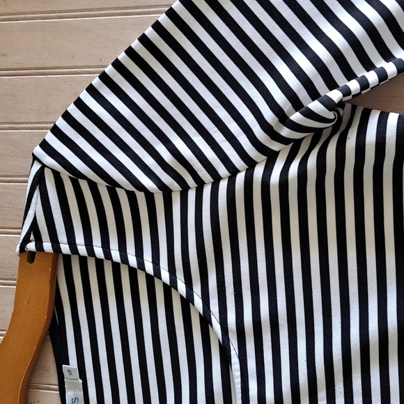 Ricki’s Black White Striped Stretchy Fit & Flare Skater Dress with Pockets Comfy - Picture 7 of 12